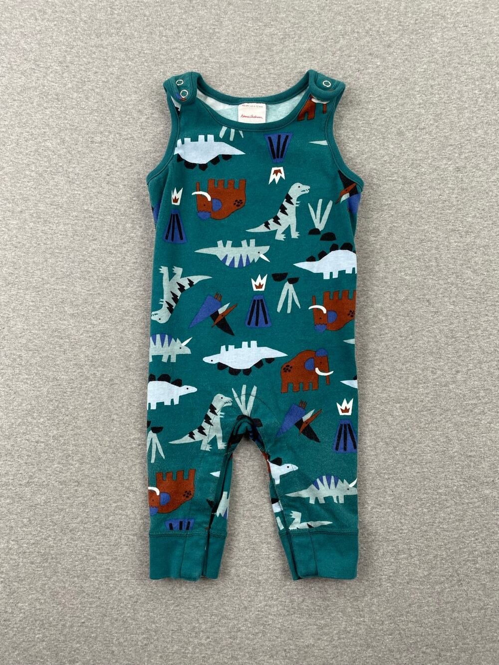 Hanna Andersson 6-12 months Baby Romper Overalls Dino Print Prehistoric Dinosaur